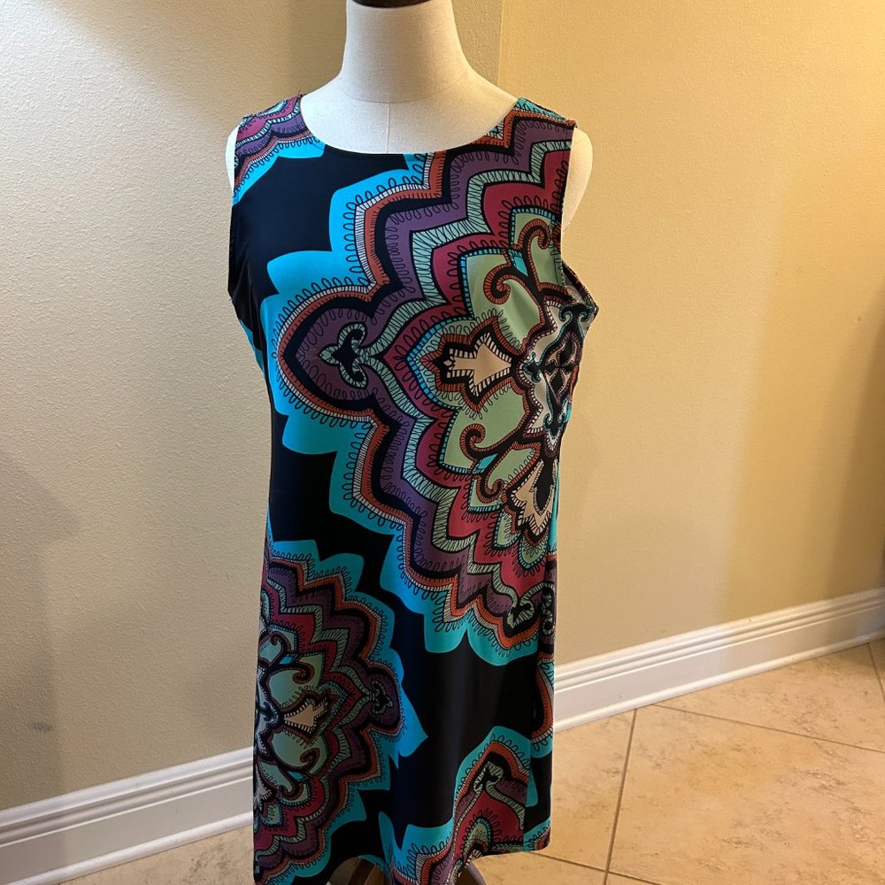 Aryeh Dress Navy Print L Large Sleeveless